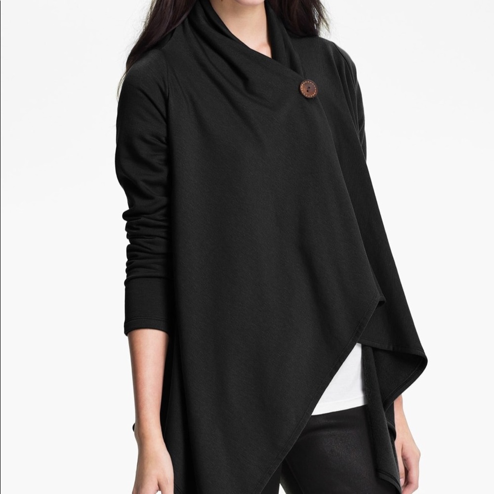 Bobeau One Button Fleece Wrap Sweater - Size XS